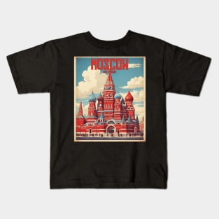 Red Square Moscow Russia Vintage Tourism Poster Kids T-Shirt